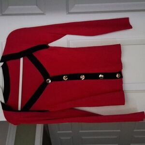 New Women's Casual Contrast Color Blocking Button Front Sweater New